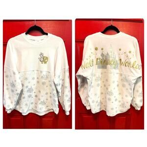 Walt Disney World Spirit Jersey Plush Velour Cinderella Castle Snowflake Adult S